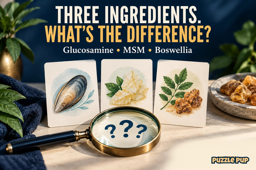 Editorial cover: THREE INGREDIENTS. WHAT'S THE DIFFERENCE? Glucosamine • MSM • Boswellia
