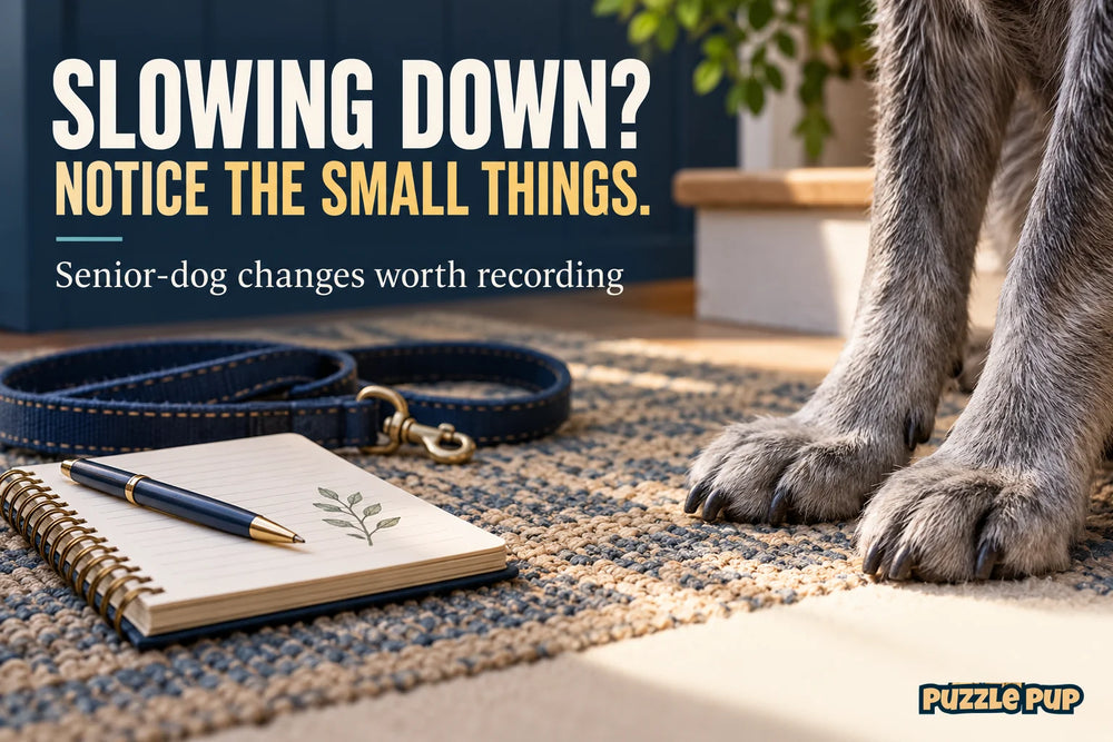 Editorial cover: SLOWING DOWN? NOTICE THE SMALL THINGS. Senior-dog changes worth recording