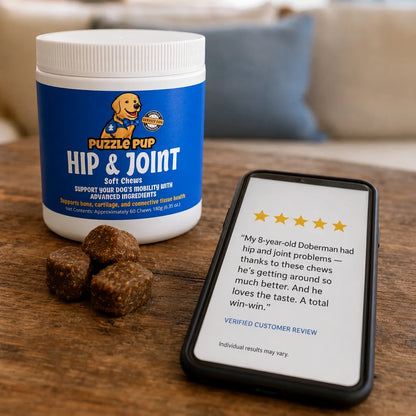 Verified customer review for PuzzlePup Hip & Joint Soft Chews