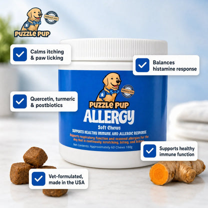 Allergy Soft Chews support itching comfort, histamine response, and immune function