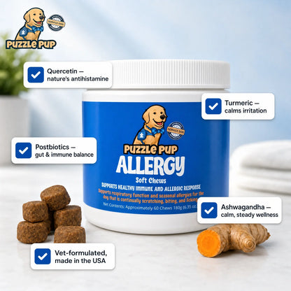 Allergy Soft Chews with quercetin, turmeric, postbiotics, and ashwagandha