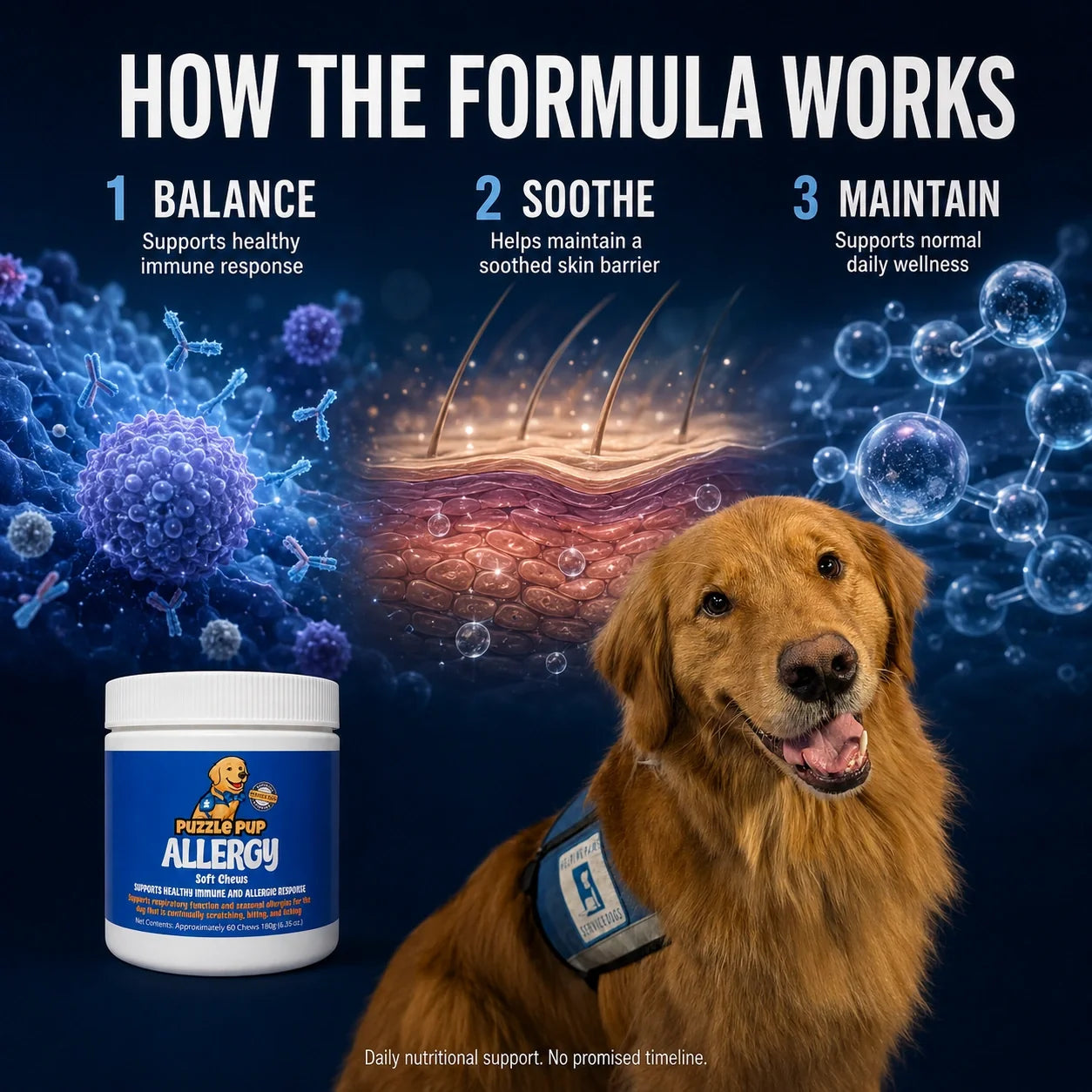 How PuzzlePup Allergy Soft Chews support immune response, skin comfort, and daily wellness