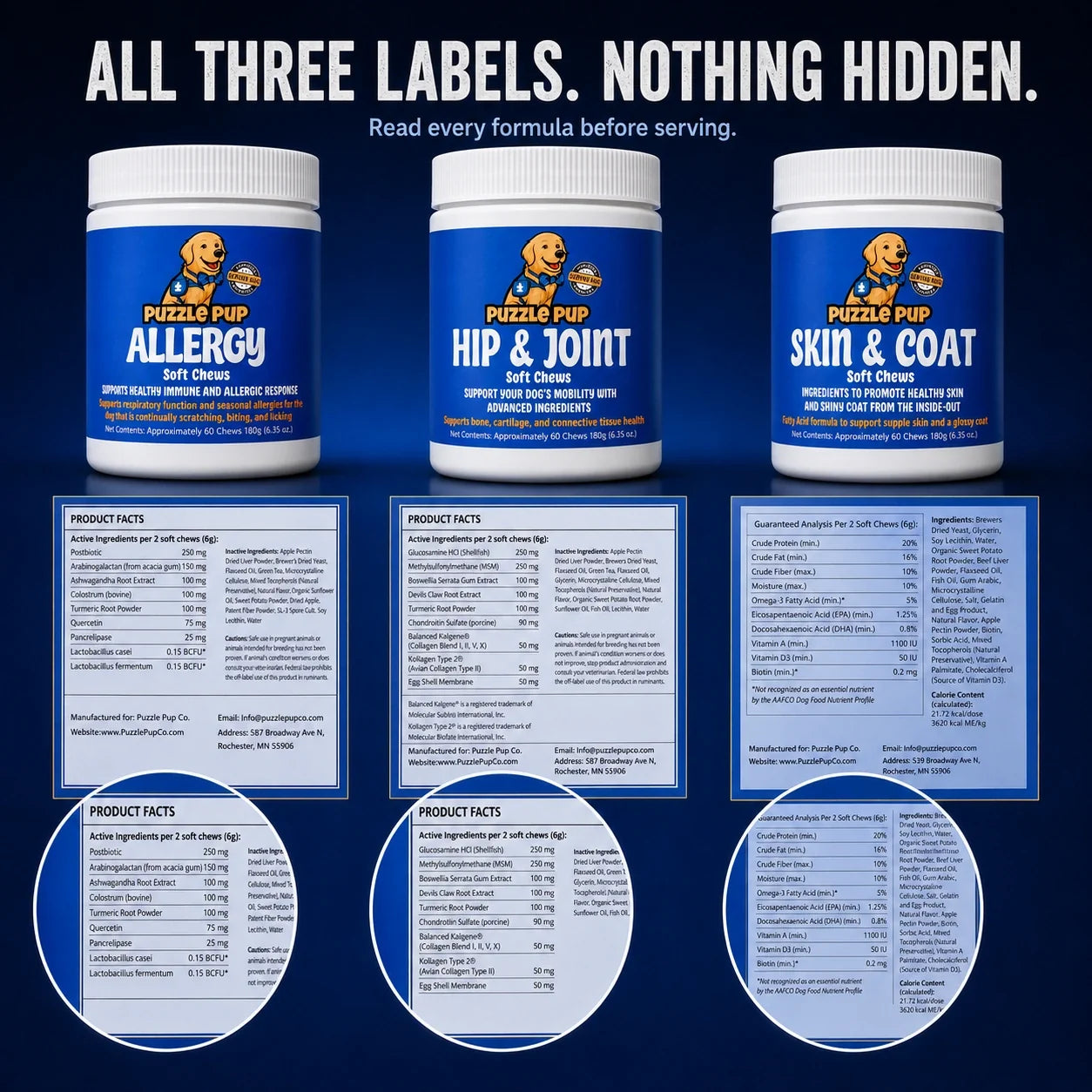 Complete Care Bundle product labels and Supplement Facts