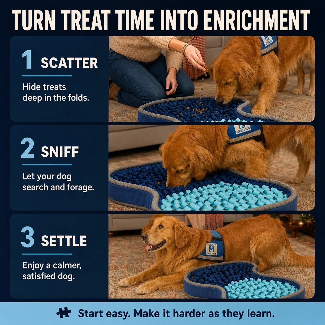 How to use the PuzzlePup Snuffle Mat with handmade treats