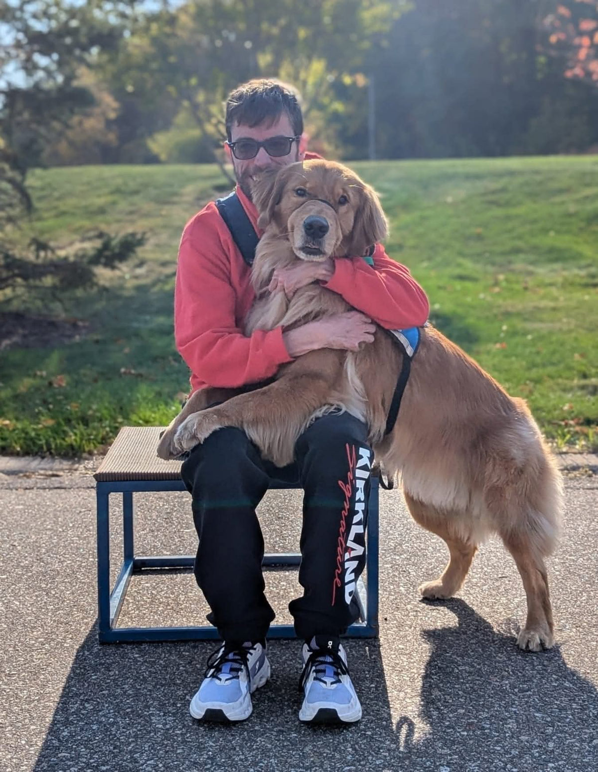 Authentic photograph of Mike and his service dog Normie