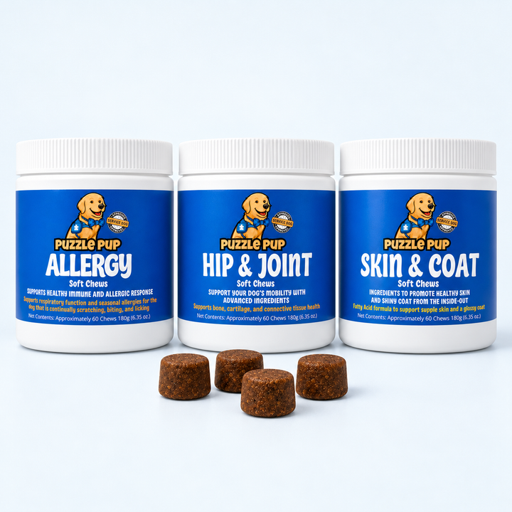 Example three-jar combination: Allergy, Hip & Joint and Skin & Coat. Choose your own mix.