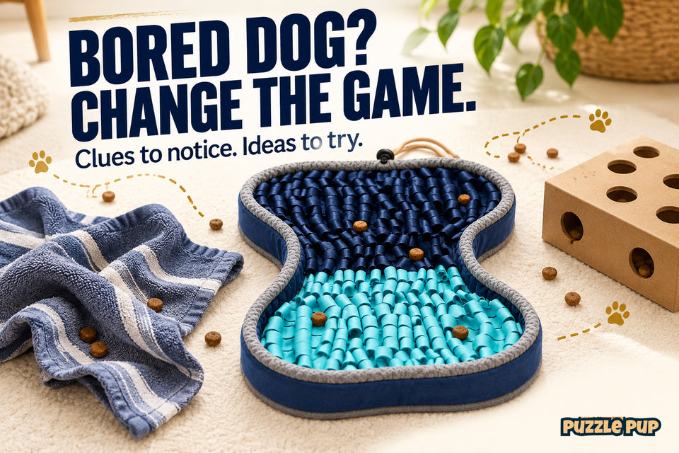 Editorial cover: BORED DOG? CHANGE THE GAME. Clues to notice. Ideas to try.