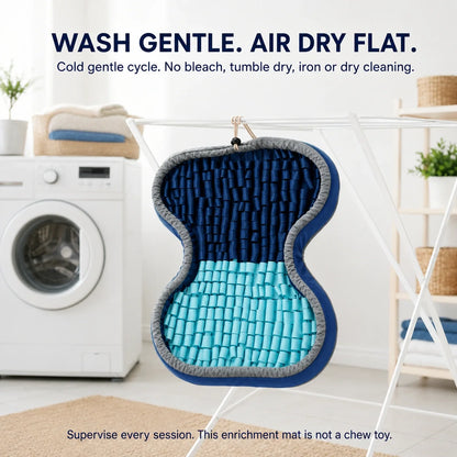 Wash gentle, air dry flat — PuzzlePup Snuffle Mat care instructions